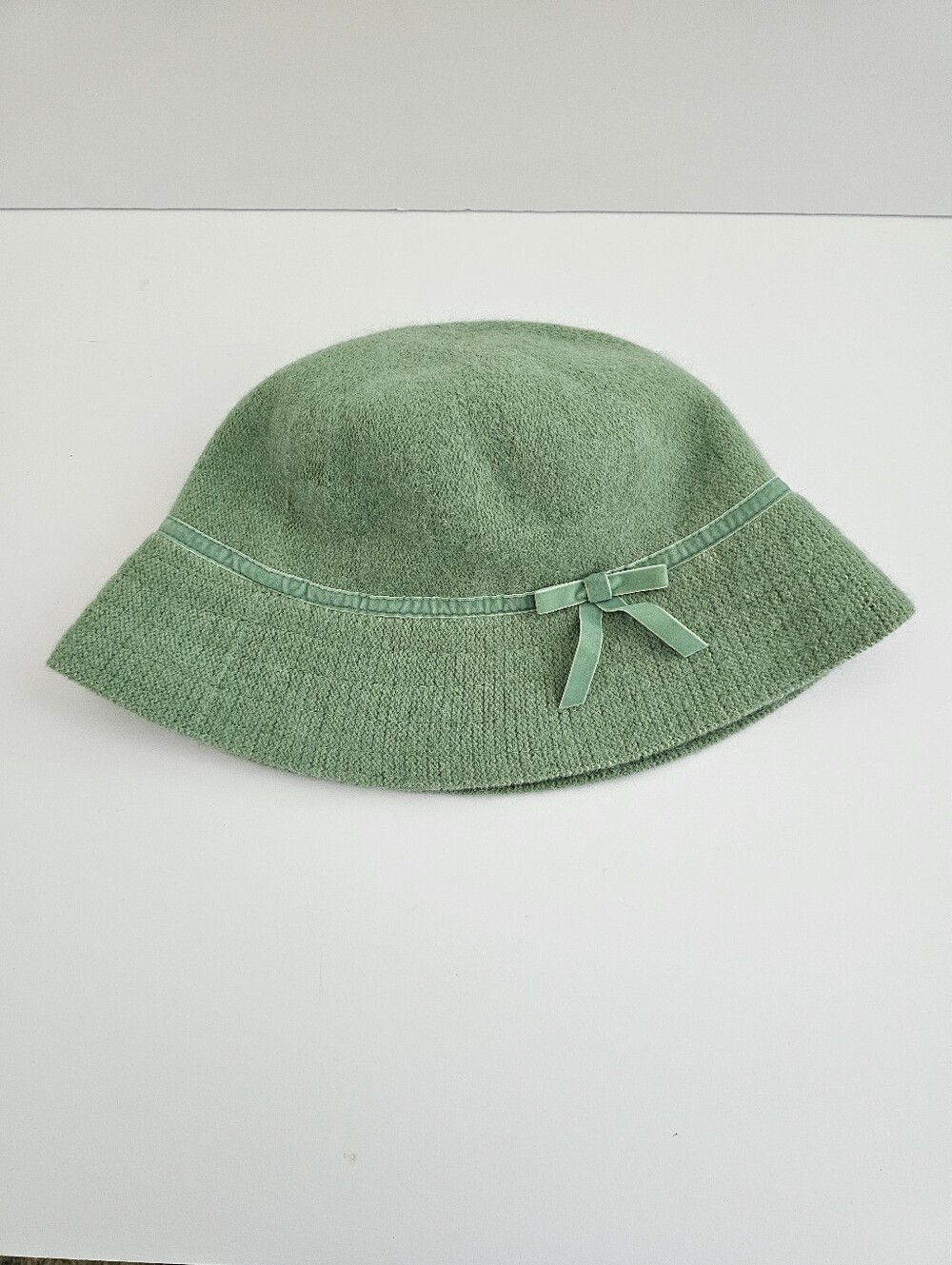 Vintage GAP Sage Green Rabbit Hair Blend Cloche Bucket Hat - Size M/L - Picture 2 of 6